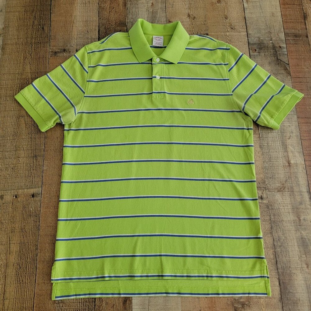 Brooks Brothers Original Fit Green and Blue Striped Golf Polo La…